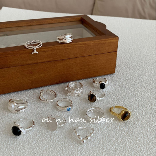 Heavy Industry S925 Sterling Silver Ring Women's ins Style Niche Design High Sense Light Luxury Fashion Index Finger Ring