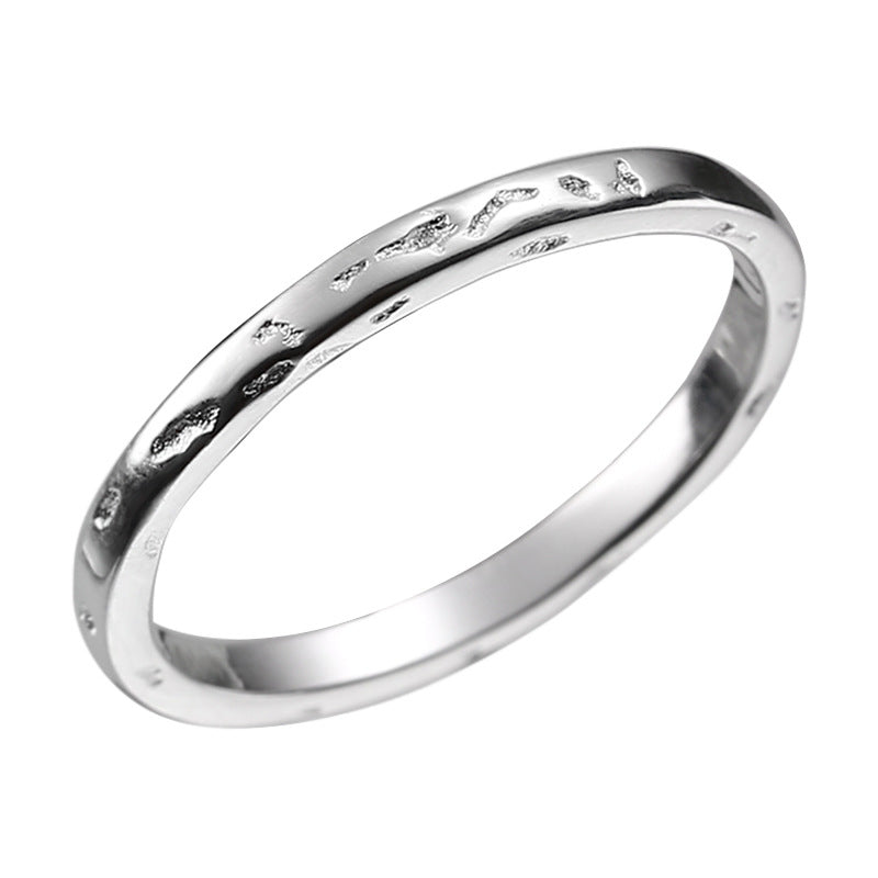 Irregular texture ring female s925 sterling silver INS Internet celebrity blogger with simple beating design single ring 0198L
