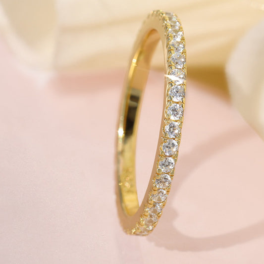 Natural AAA zircon jewelry 925 sterling silver sparkling diamond ring, zircon silver ring half circle.