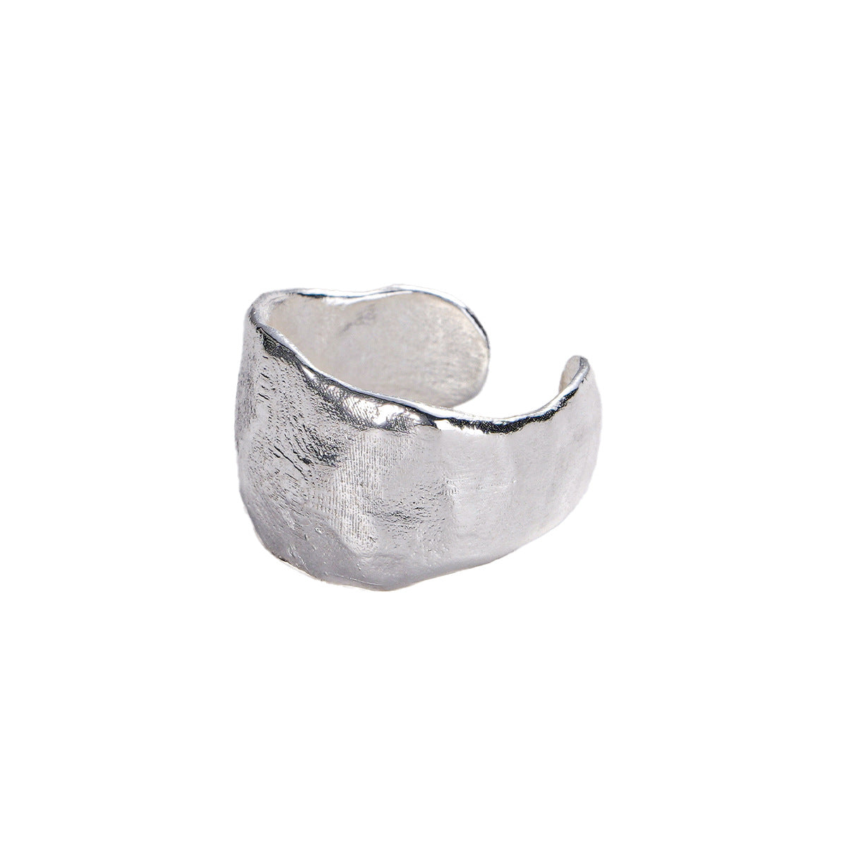 S925 sterling silver Korean version of matte texture curved ring for women's texture heavy industry Korean blogger ring tide jewelry