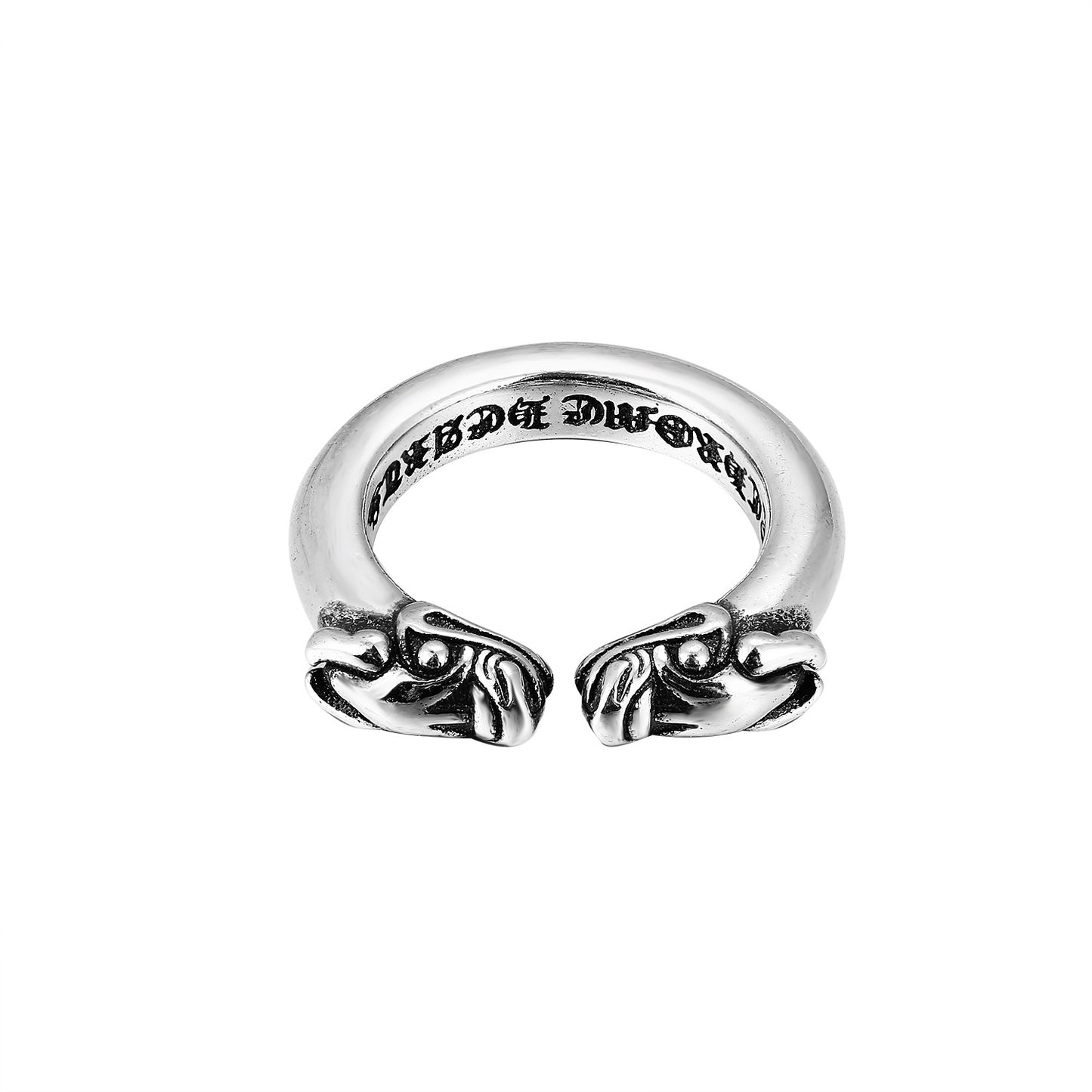 CH Classic Gram Heart Cross Open Ring S925 Sterling Silver Male and Female Couples Retro Fashion Thick Ring