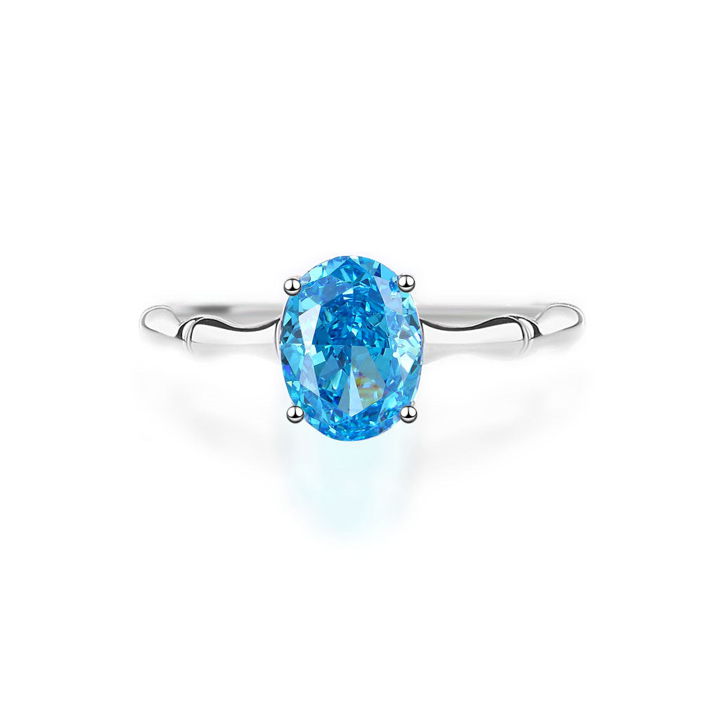 Pigeon Egg Papalacha Ring Female S925 Silver High Carbon Diamond Ice Flower Cut Zircon Design Ring
