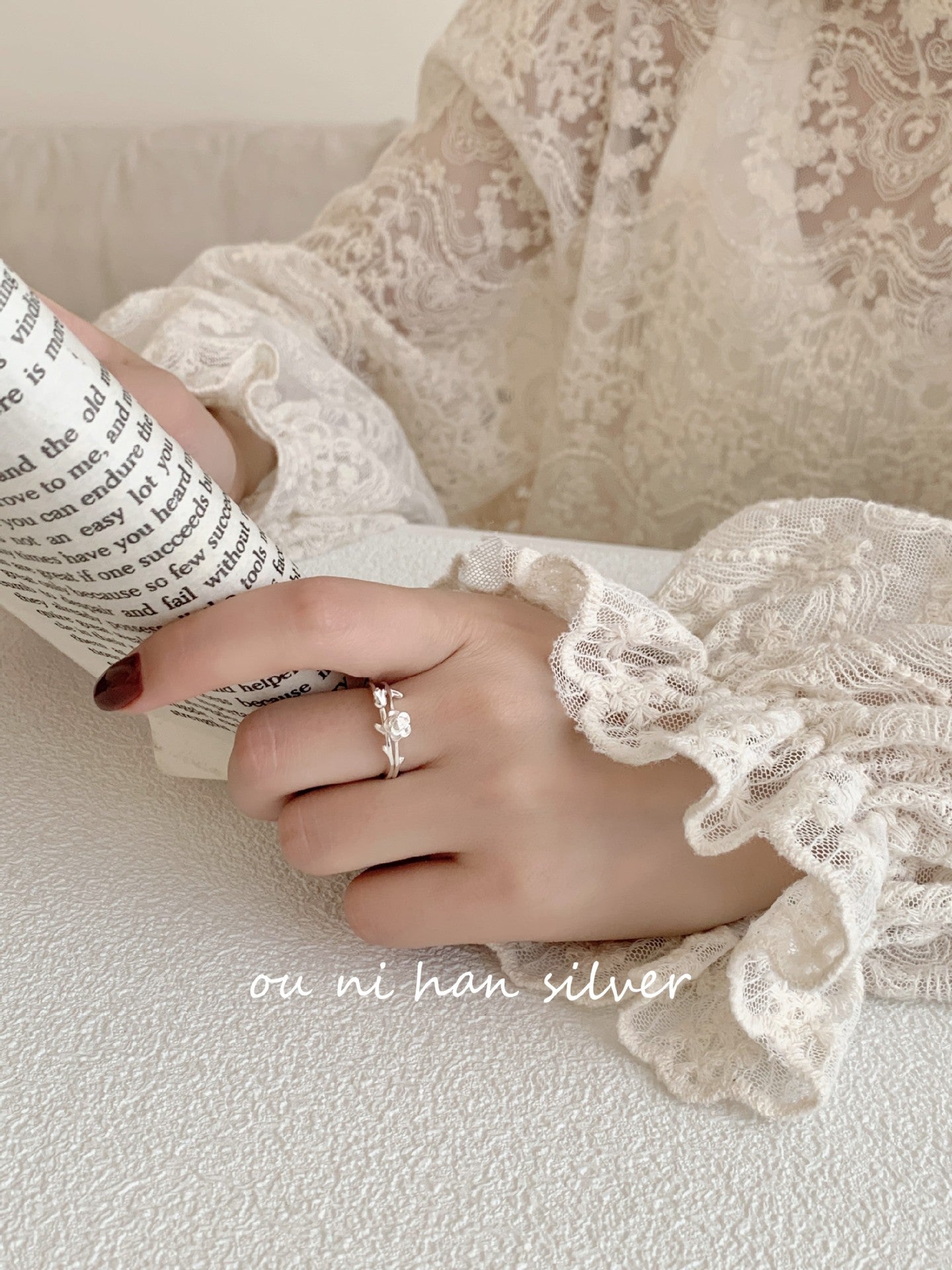 Heavy Industry S925 Sterling Silver Ring Women's ins Style Niche Design High Sense Light Luxury Fashion Index Finger Ring