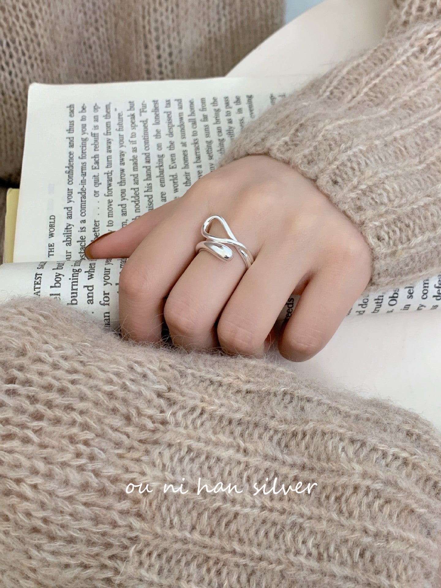 Heavy Industry S925 Sterling Silver Ring Women's ins Style Niche Design High Sense Light Luxury Fashion Index Finger Ring