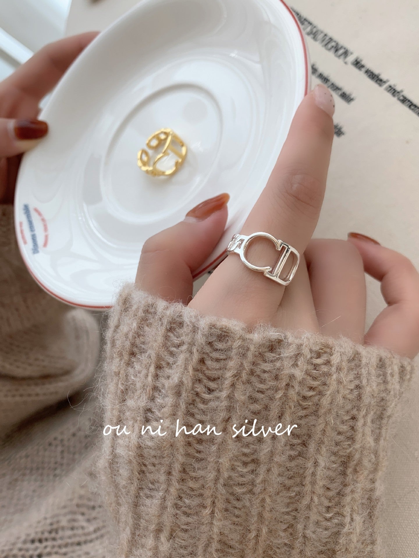 Heavy Industry S925 Sterling Silver Ring Women's ins Style Niche Design High Sense Light Luxury Fashion Index Finger Ring