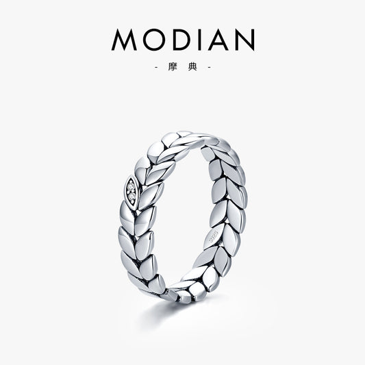 Simple plain ring lucky full circle leaves S925 sterling silver ring women's niche design index finger ring cross-border wholesale