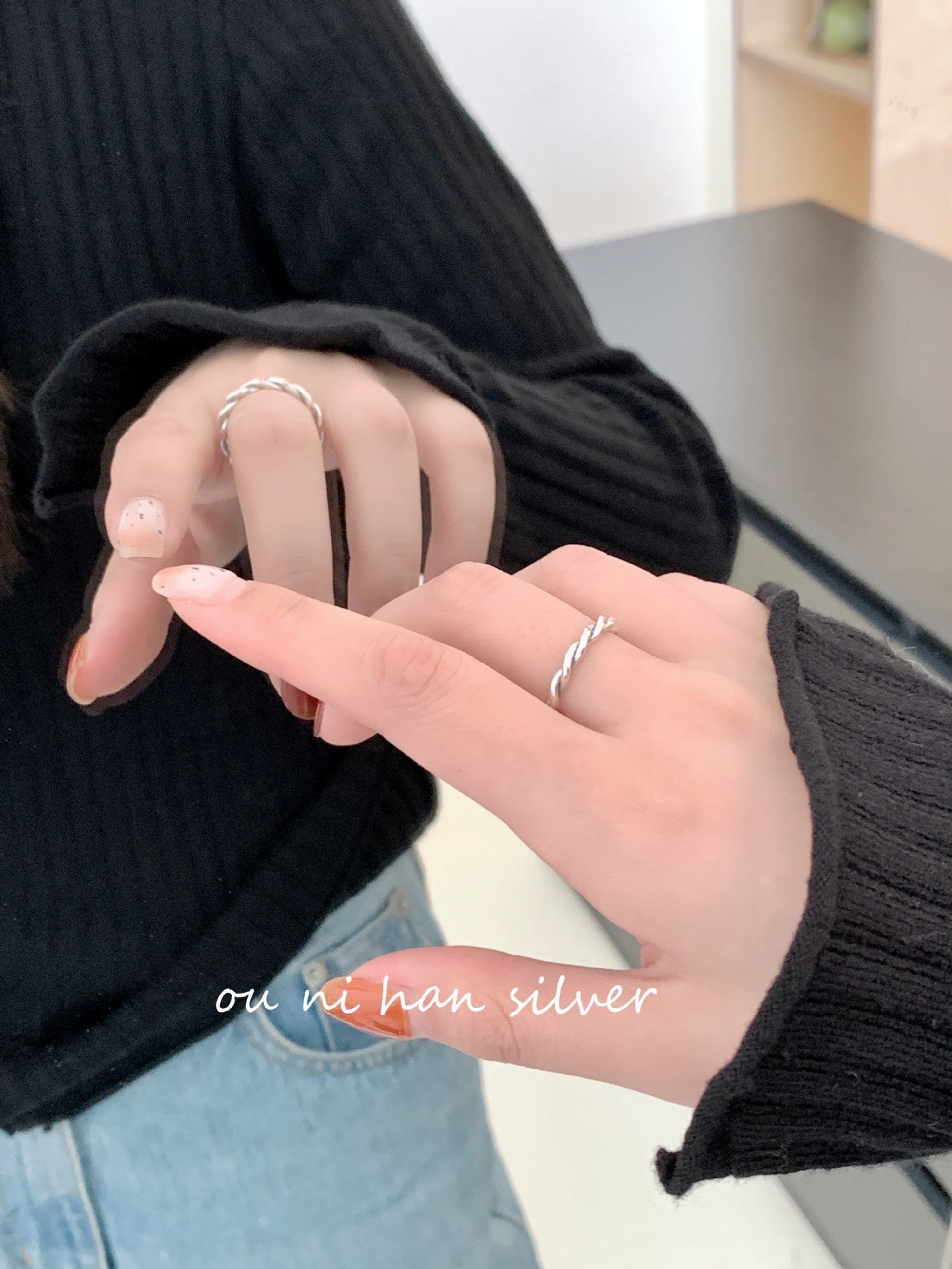 Heavy Industry S925 Sterling Silver Ring Women's ins Style Niche Design High Sense Light Luxury Fashion Index Finger Ring
