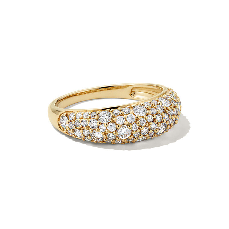 S925 Sterling Silver High Fashion Zircon Wide Face Full of Personality Versatile Ring