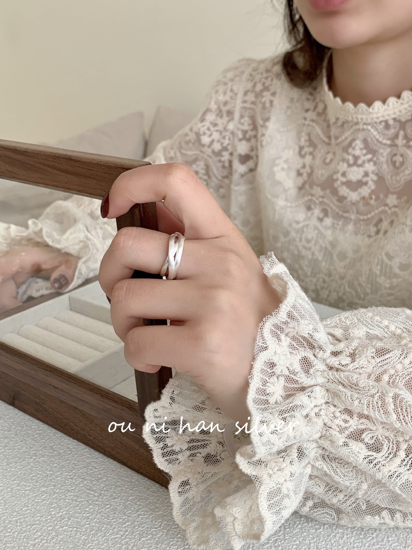 Heavy Industry S925 Sterling Silver Ring Women's ins Style Niche Design High Sense Light Luxury Fashion Index Finger Ring