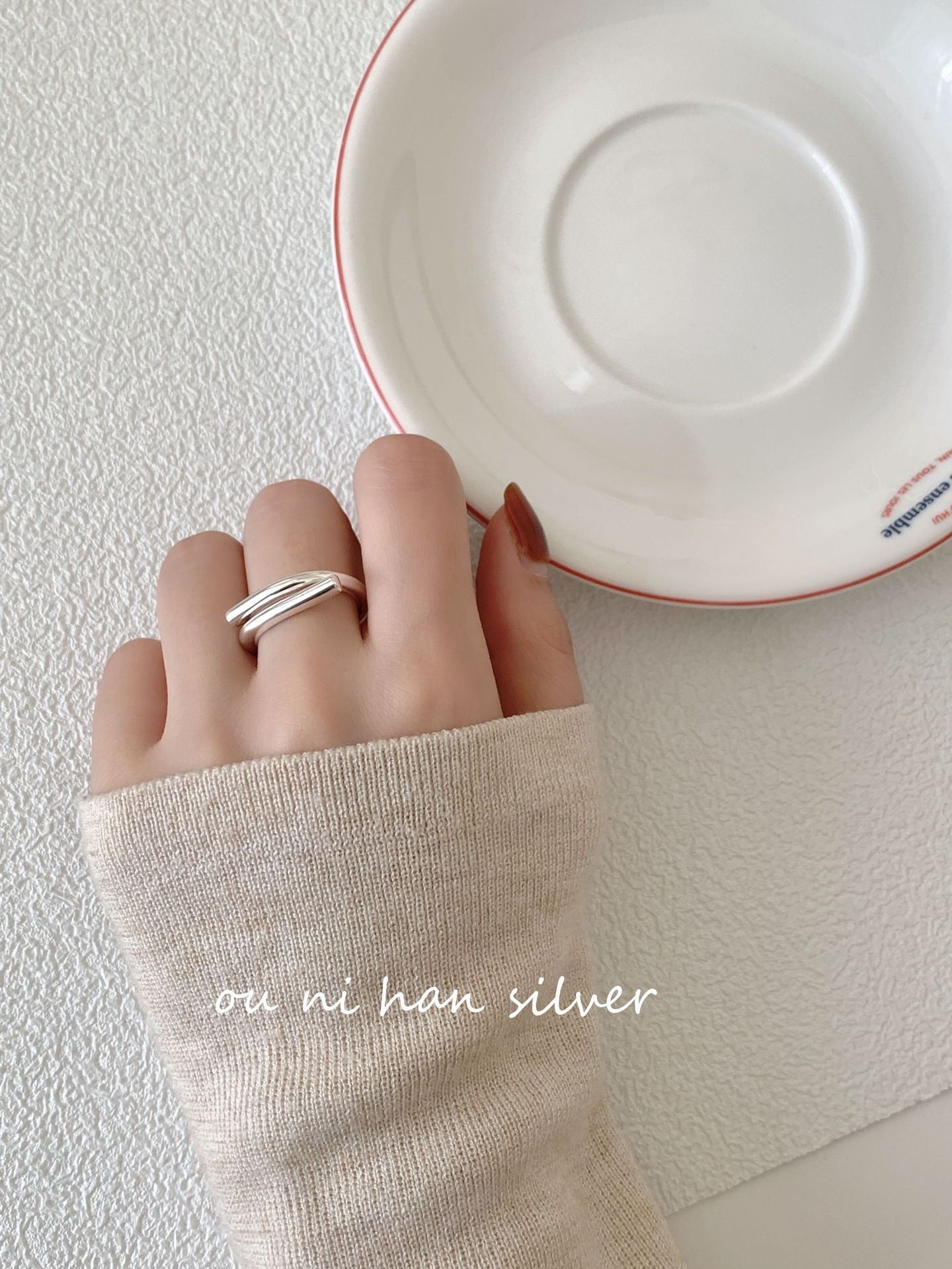 Heavy Industry S925 Sterling Silver Ring Women's ins Style Niche Design High Sense Light Luxury Fashion Index Finger Ring