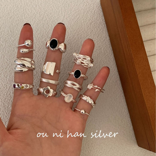 Heavy Industry S925 Sterling Silver Ring Women's ins Style Niche Design High Sense Light Luxury Fashion Index Finger Ring