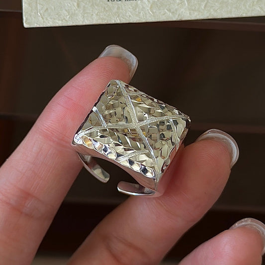S925 sterling silver niche design sense retro heavy industry simple CNC ring personalized ring