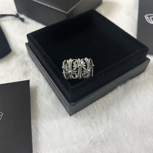s925 silver ring, croco core, ancient tomb hollow ring, men's and women's trend retro and old ring