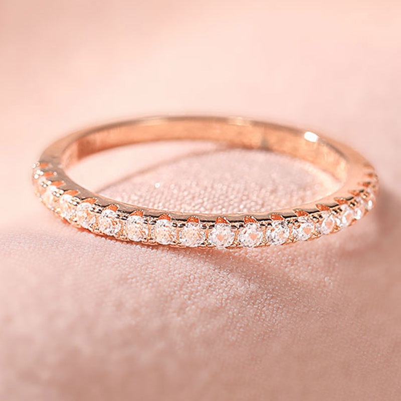 Natural AAA zircon jewelry 925 sterling silver sparkling diamond ring, zircon silver ring half circle.