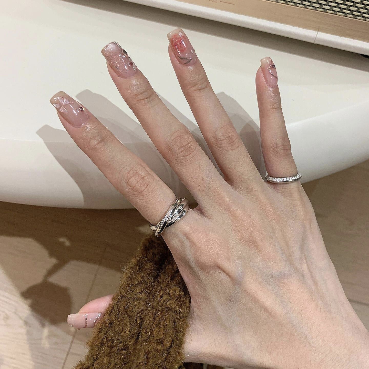 S925 whole body sterling silver court style multi-layer winding three-ring ring women's high-end simple stacking wearing zirconium index finger ring