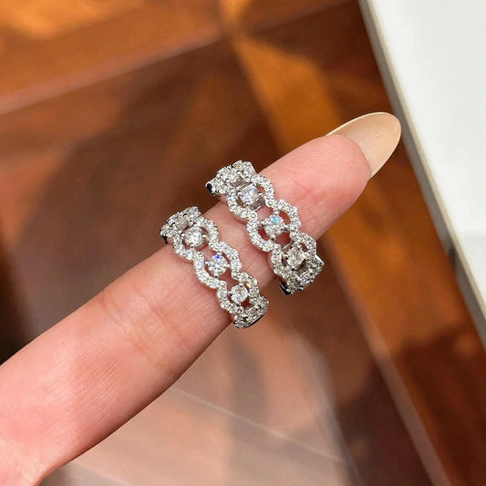 Moissanite sterling silver hollow lace row ring women's simple niche jewelry stacked ring fashion senior wholesale