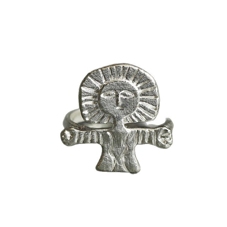 S925 sterling silver hug ring, niche design, leisurely retro fun, simple and fashionable
