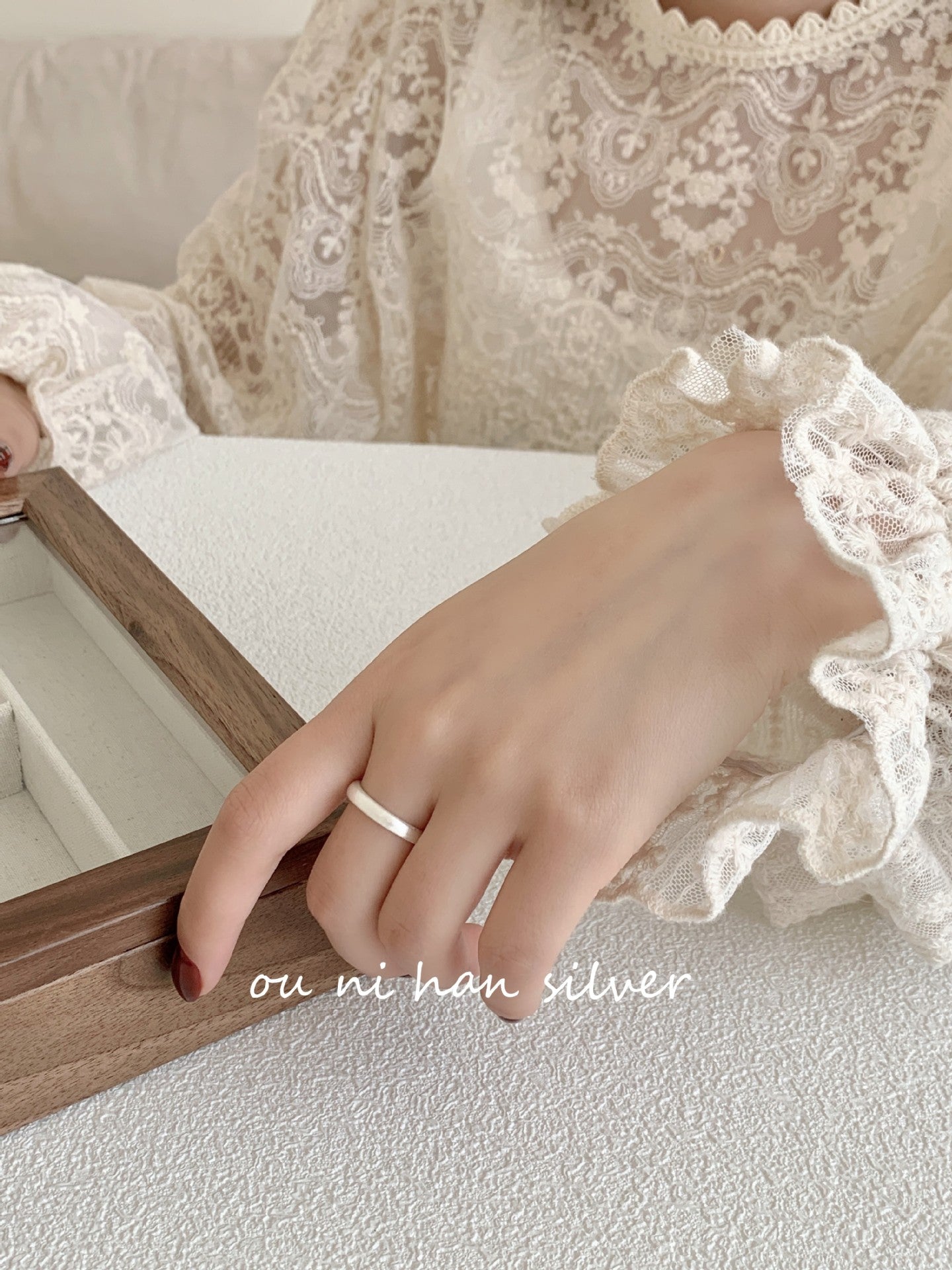 Heavy Industry S925 Sterling Silver Ring Women's ins Style Niche Design High Sense Light Luxury Fashion Index Finger Ring