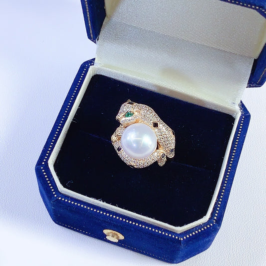 S925 Sterling Silver Zircon Ring Accessories Empty Holder 10-11mm Natural Freshwater Pearl Leopard Bottom Holder Concealer