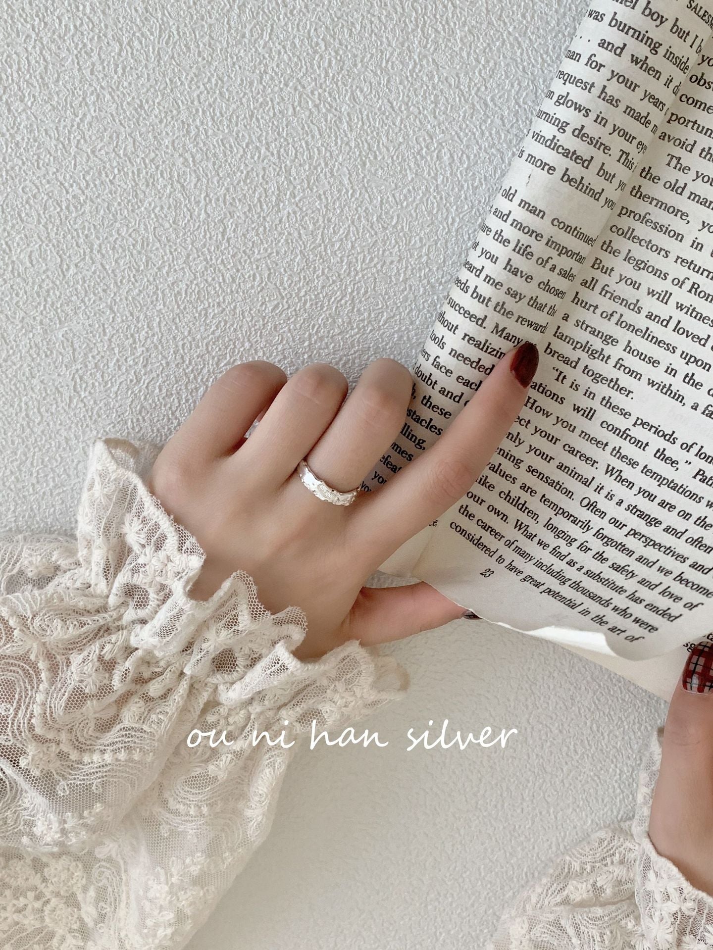 Heavy Industry S925 Sterling Silver Ring Women's ins Style Niche Design High Sense Light Luxury Fashion Index Finger Ring