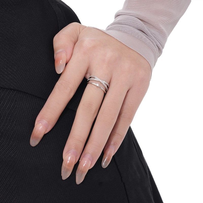 Authentic 925 sterling silver ring women's cross full diamond sweet light luxury ins niche opening adjustable new explosion girlfriend