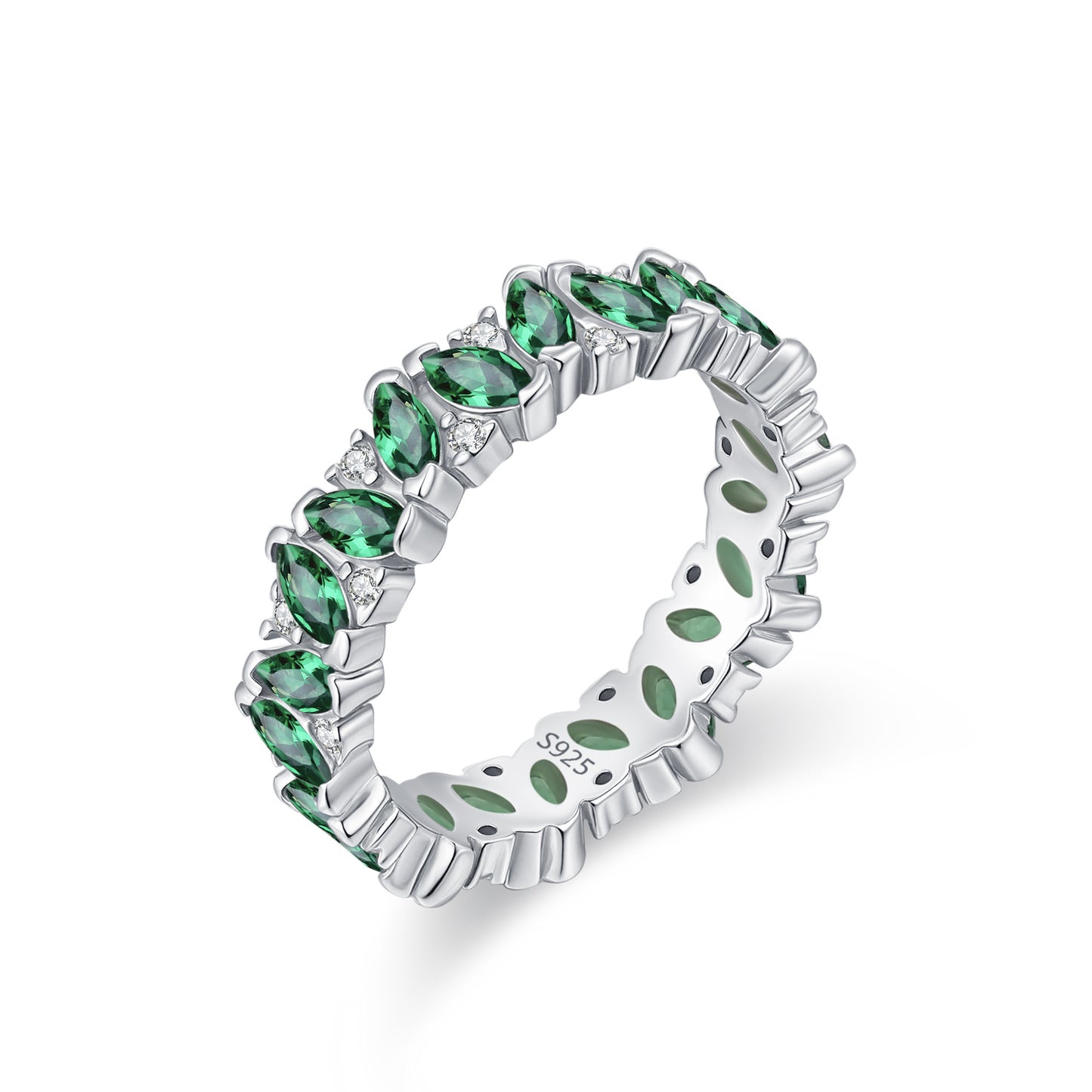 S925 sterling silver luxury full diamond irregular color matching emerald zircon ring women's retro new hand jewelry