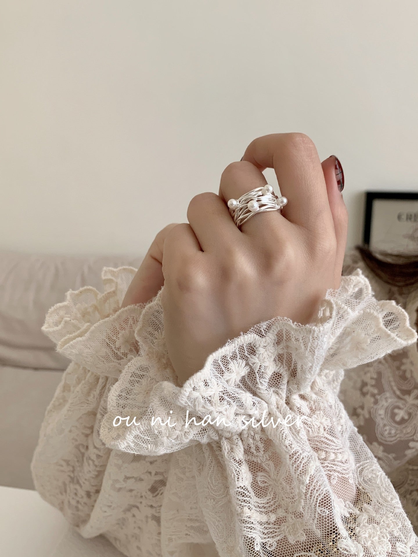 Heavy Industry S925 Sterling Silver Ring Women's ins Style Niche Design High Sense Light Luxury Fashion Index Finger Ring