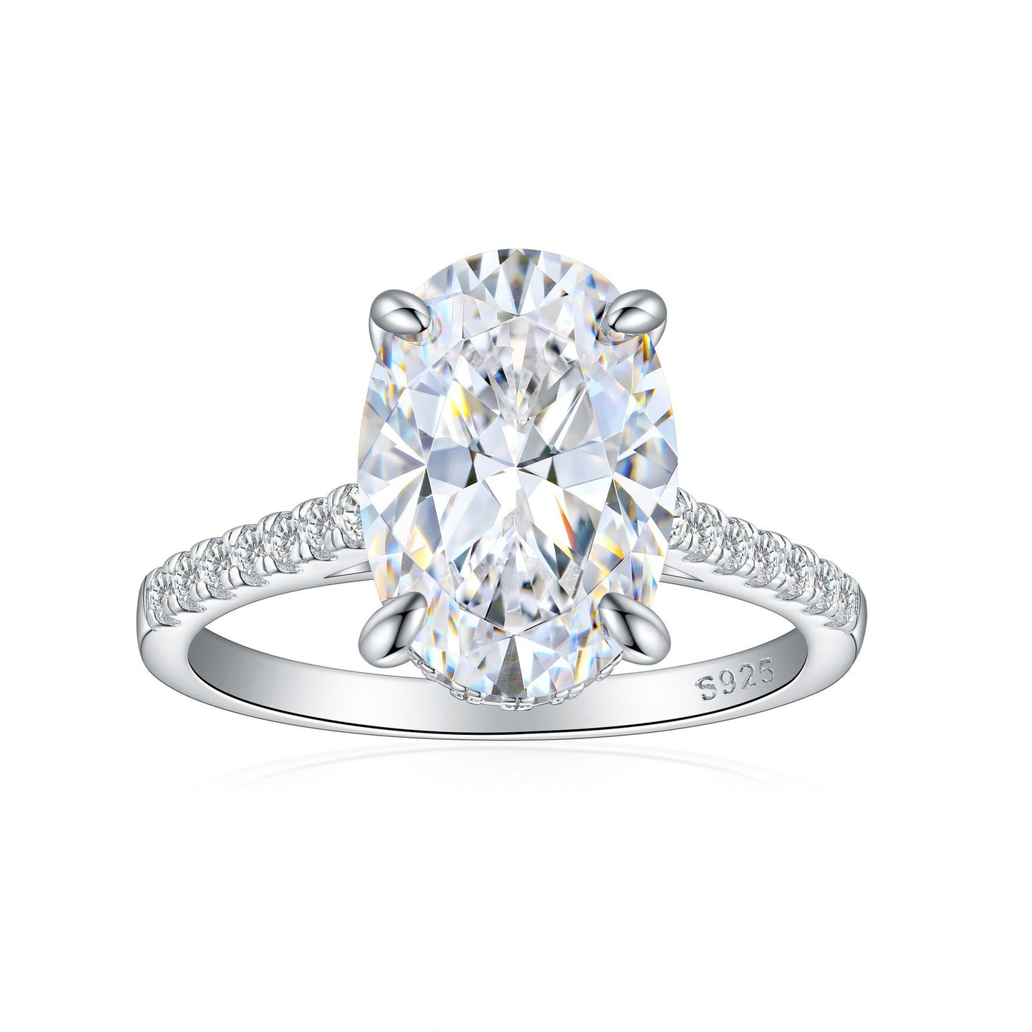 925 sterling silver 5.5ct carat diamond ring egg-shaped 5A ice flower princess cut zircon ring women's premium light luxury