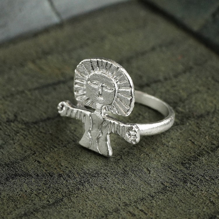 S925 sterling silver hug ring, niche design, leisurely retro fun, simple and fashionable