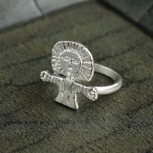 S925 sterling silver hug ring, niche design, leisurely retro fun, simple and fashionable