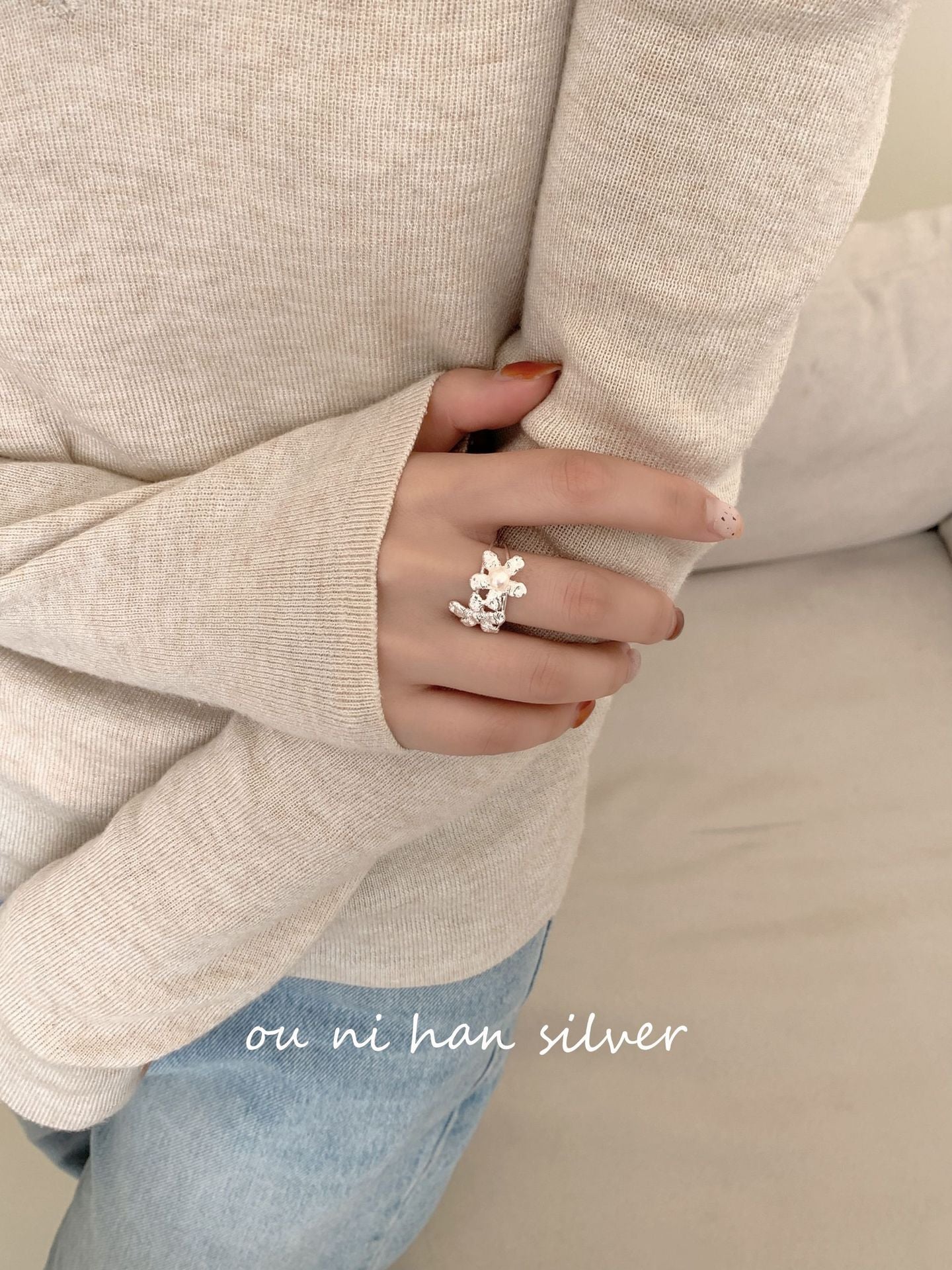 Heavy Industry S925 Sterling Silver Ring Women's ins Style Niche Design High Sense Light Luxury Fashion Index Finger Ring