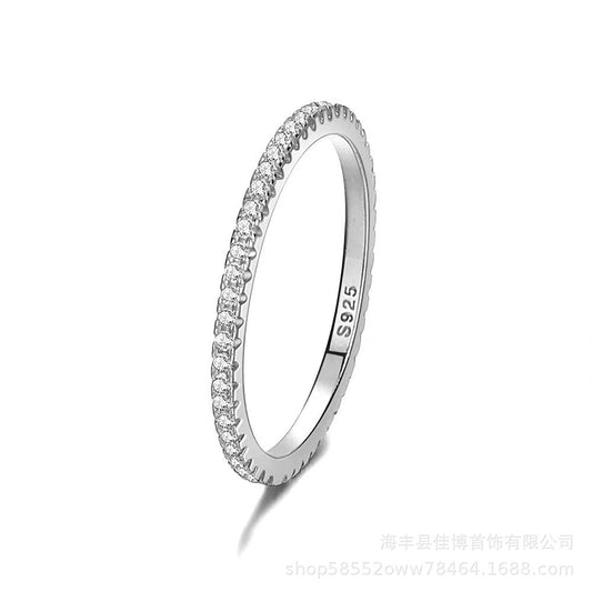 S925 sterling silver plain ring diamond ring simple fashion versatile temperament ring ins style