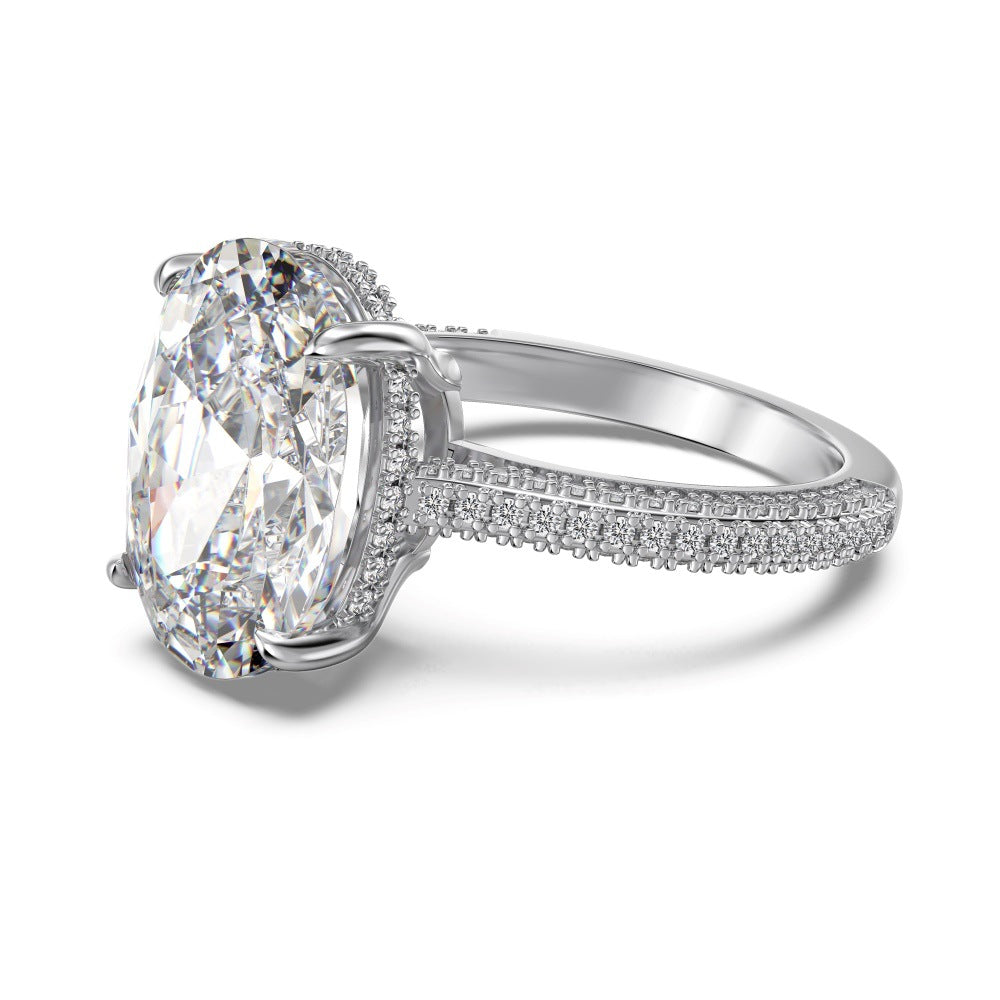 S925 Sterling Silver 8A High Carbon Diamond Rectangular Triangular Denier Cut Luxury Group Ring