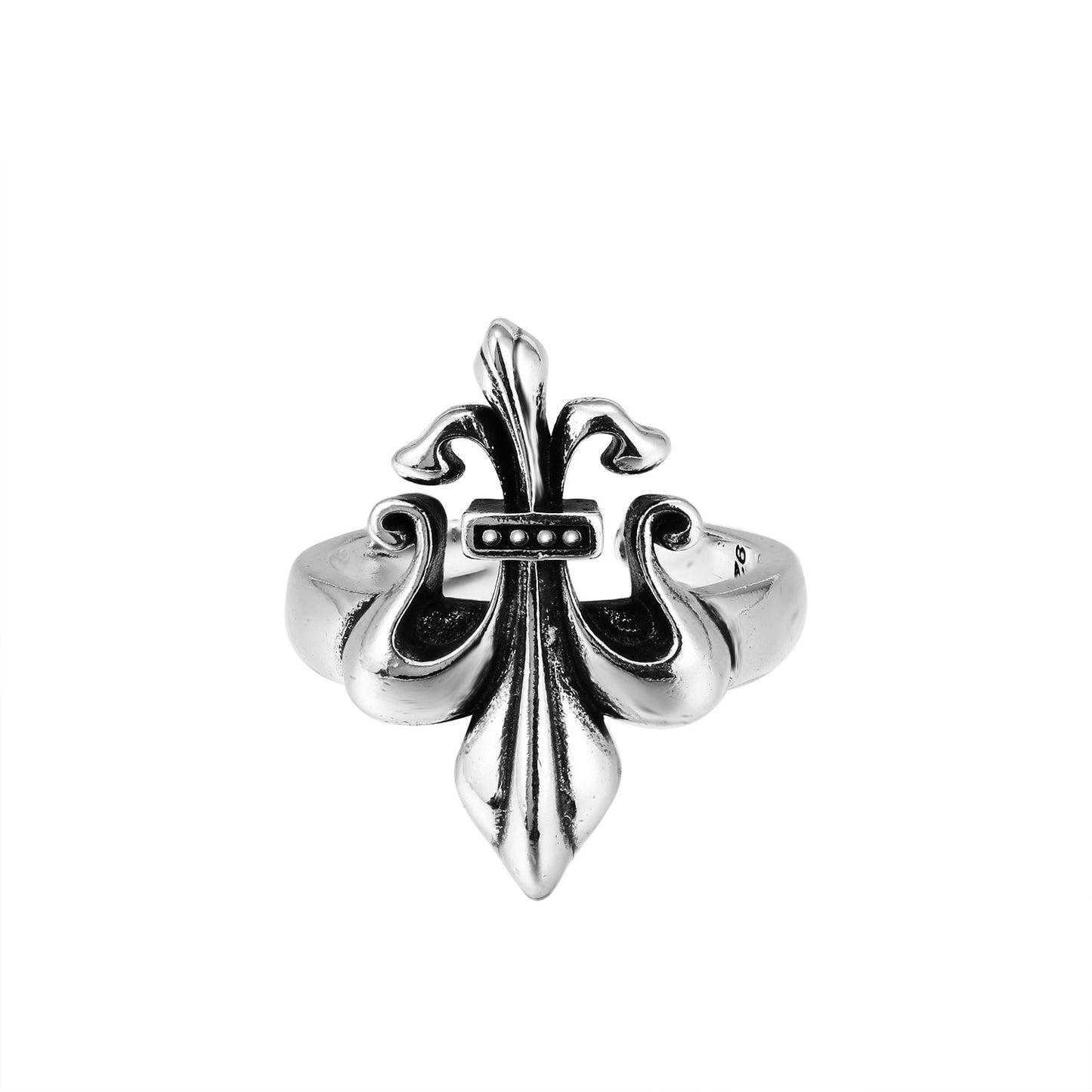 CH Classic Gram Heart Cross Open Ring S925 Sterling Silver Male and Female Couples Retro Fashion Thick Ring