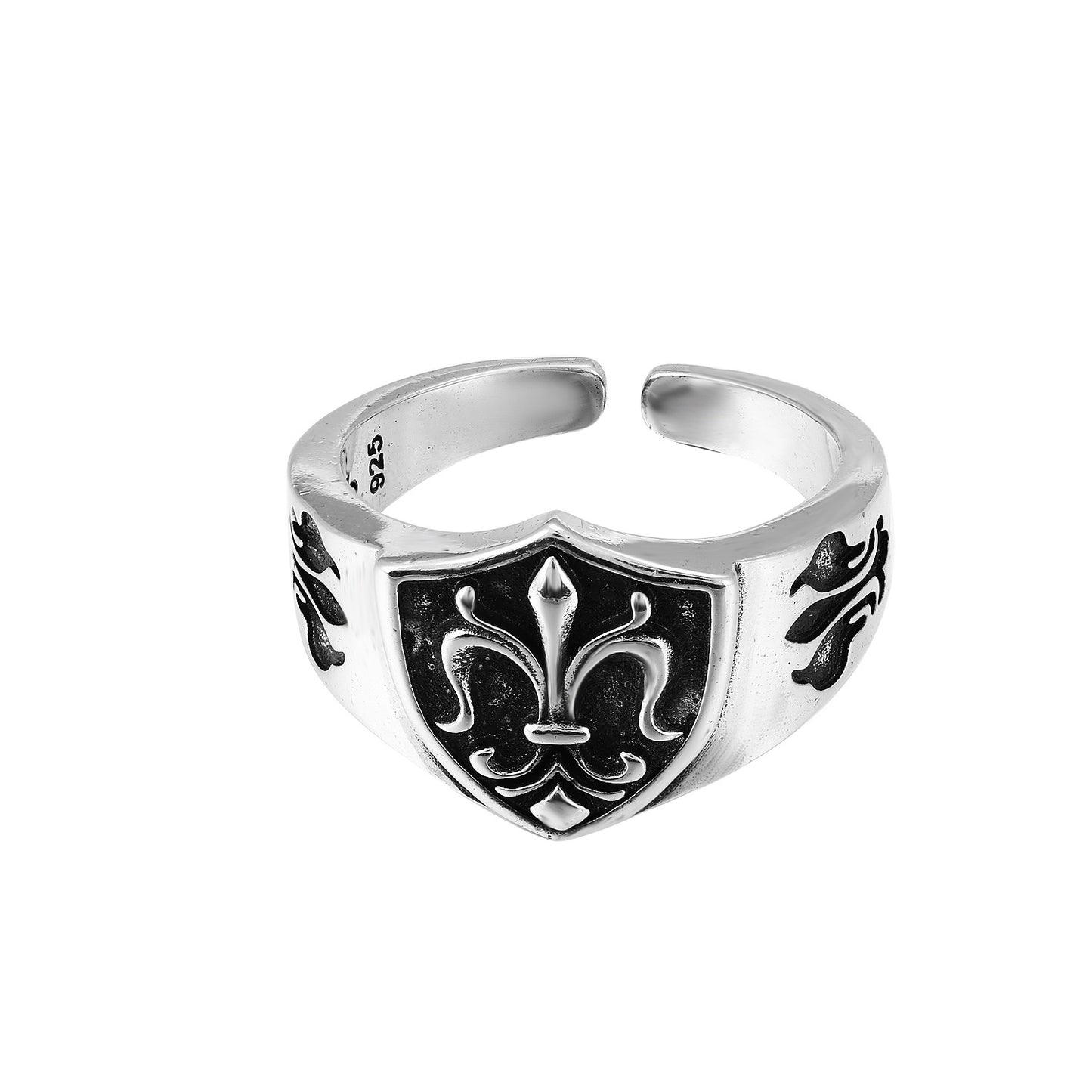 CH Classic Gram Heart Cross Open Ring S925 Sterling Silver Male and Female Couples Retro Fashion Thick Ring