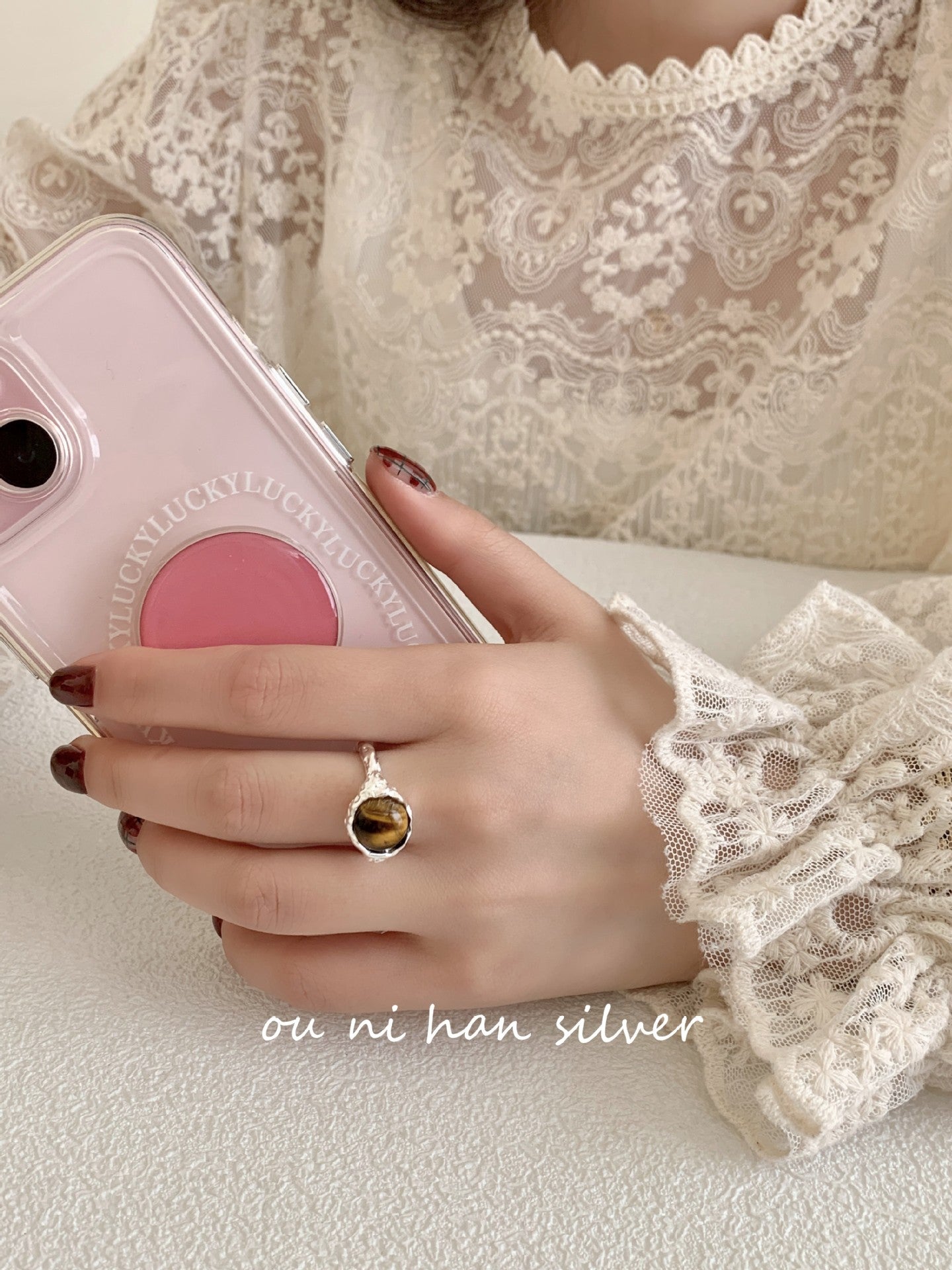 Heavy Industry S925 Sterling Silver Ring Women's ins Style Niche Design High Sense Light Luxury Fashion Index Finger Ring