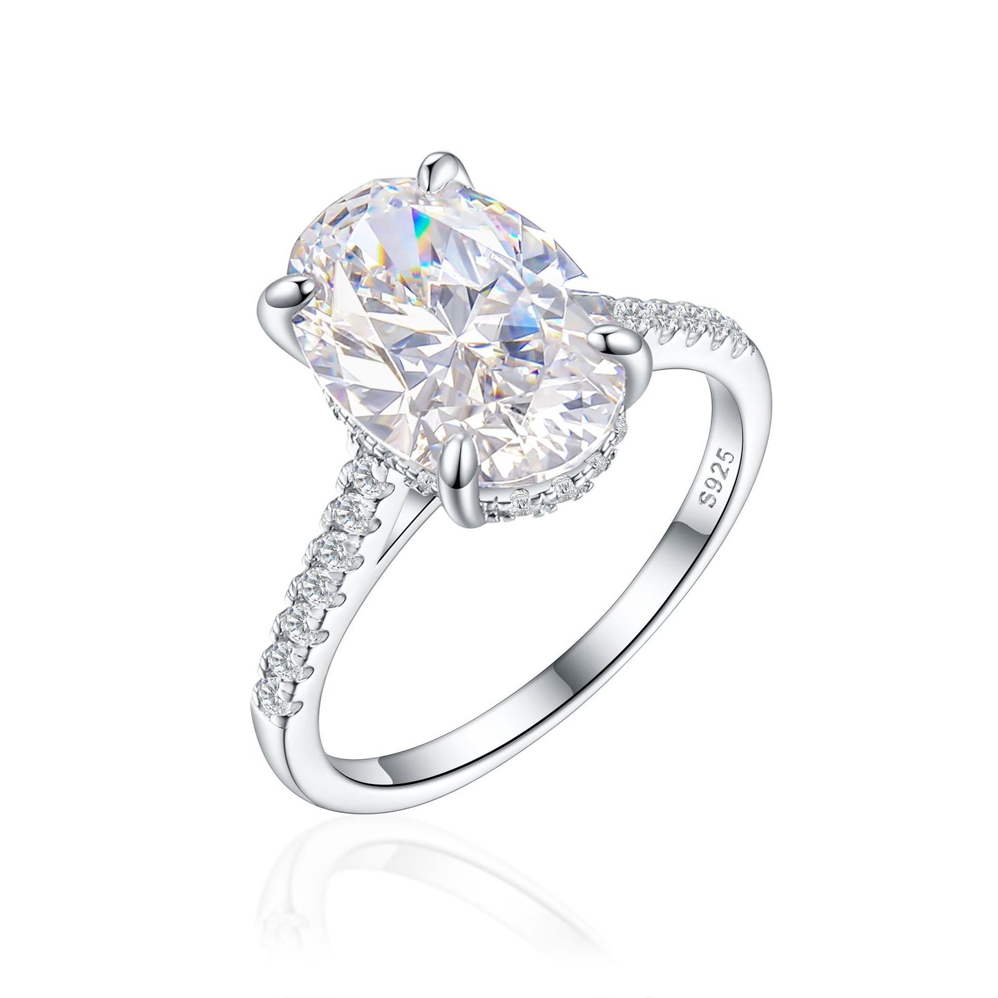 925 sterling silver 5.5ct carat diamond ring egg-shaped 5A ice flower princess cut zircon ring women's premium light luxury