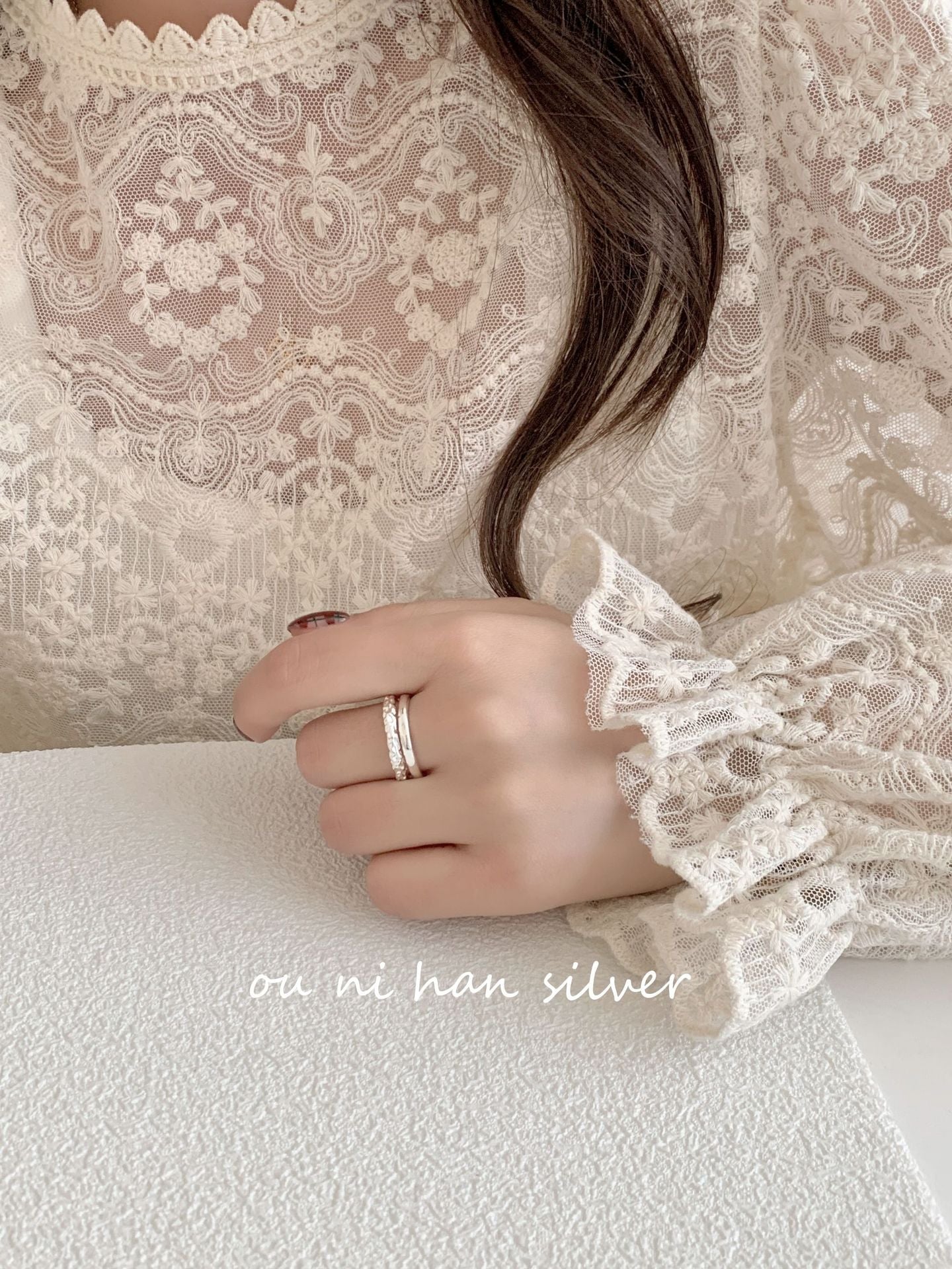 Heavy Industry S925 Sterling Silver Ring Women's ins Style Niche Design High Sense Light Luxury Fashion Index Finger Ring