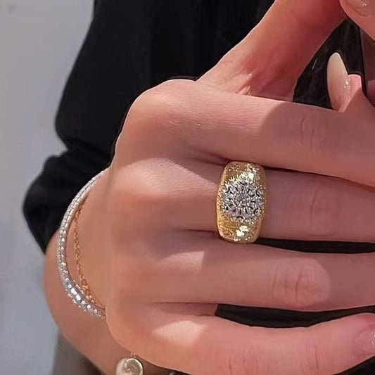 Sterling silver S925 Italian Buchi style medium ancient brushed silk craft ring temperament light luxury high sense versatile ring