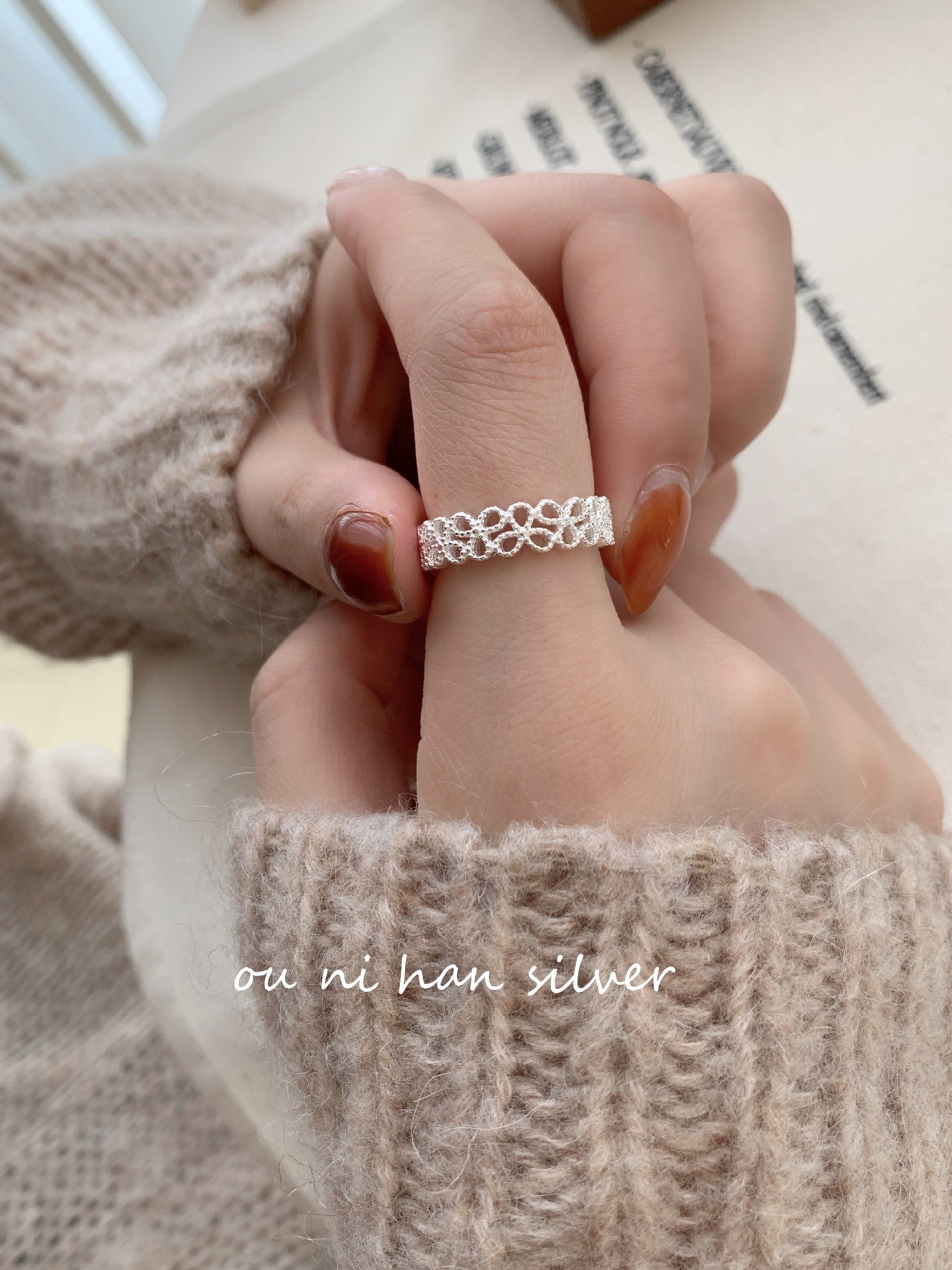 Heavy Industry S925 Sterling Silver Ring Women's ins Style Niche Design High Sense Light Luxury Fashion Index Finger Ring