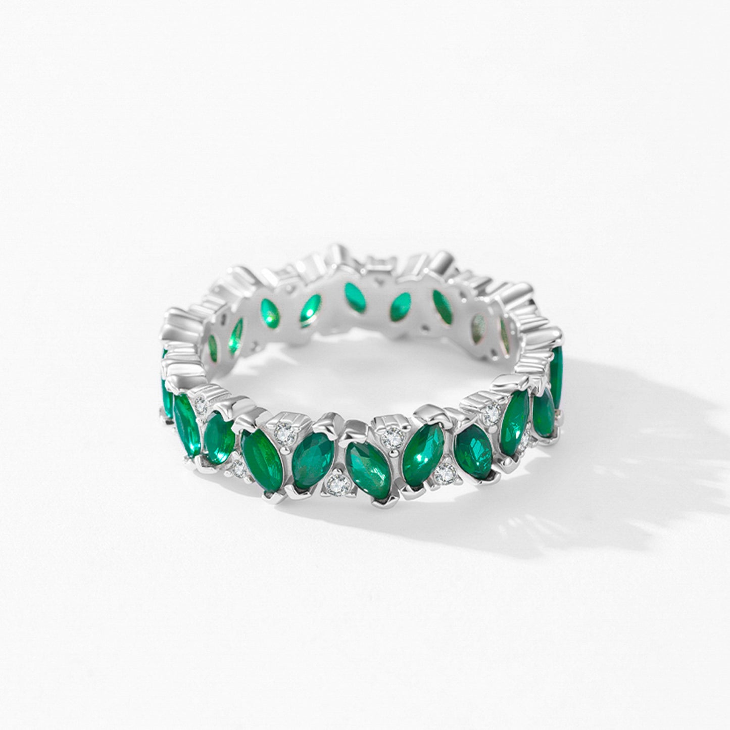 S925 sterling silver luxury full diamond irregular color matching emerald zircon ring women's retro new hand jewelry