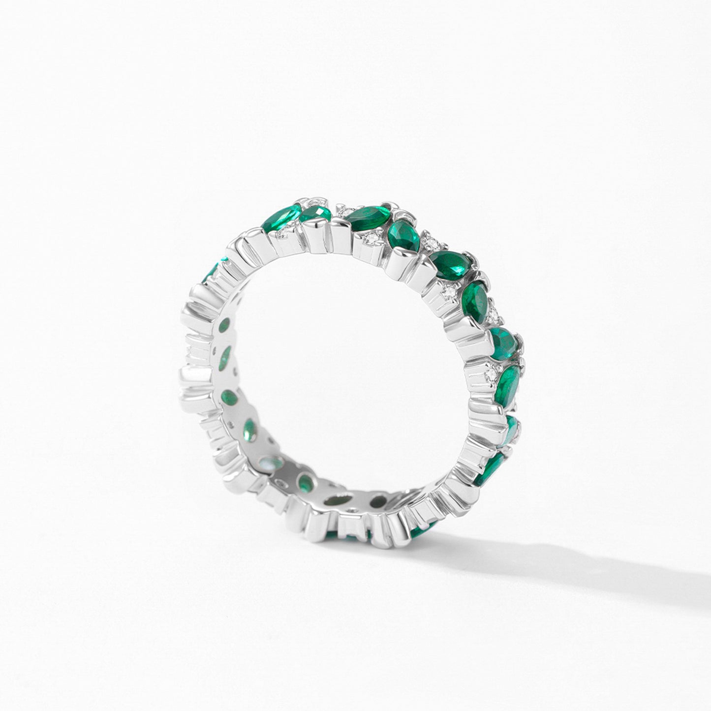 S925 sterling silver luxury full diamond irregular color matching emerald zircon ring women's retro new hand jewelry