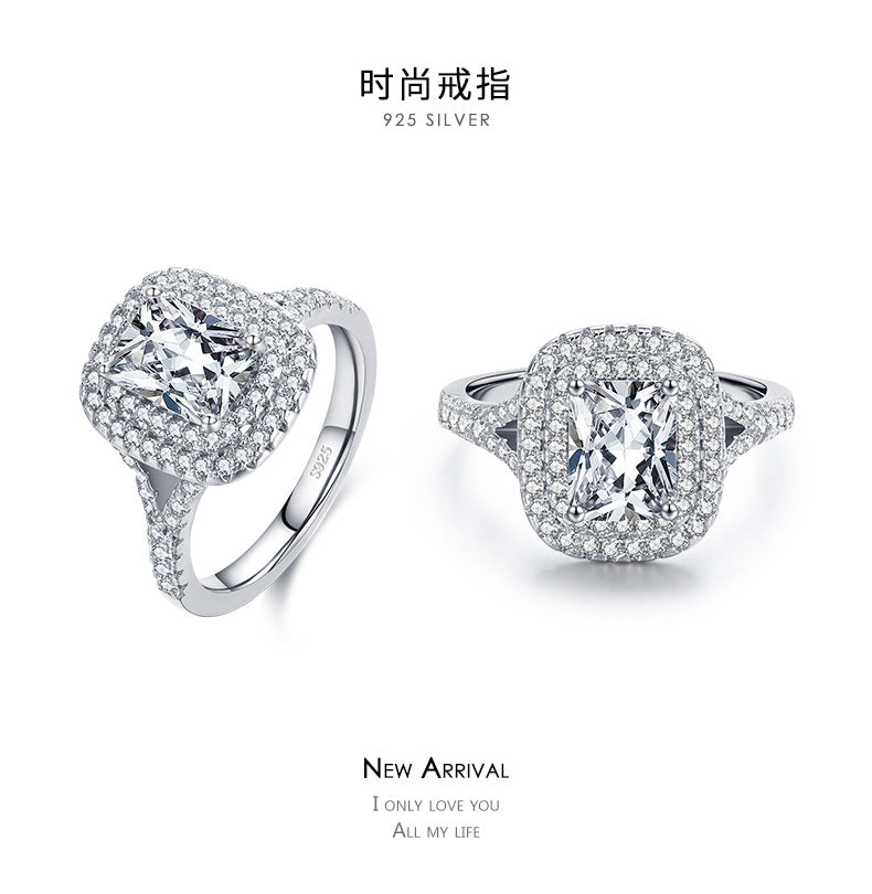 Cross-border s925 classic luxury full diamond charm ring fashion jewelry versatile Internet celebrity popular jewelry one piece hair
