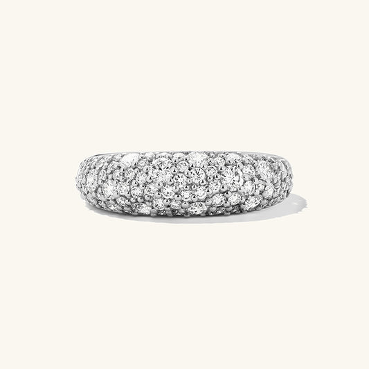S925 Sterling Silver High Fashion Zircon Wide Face Full of Personality Versatile Ring