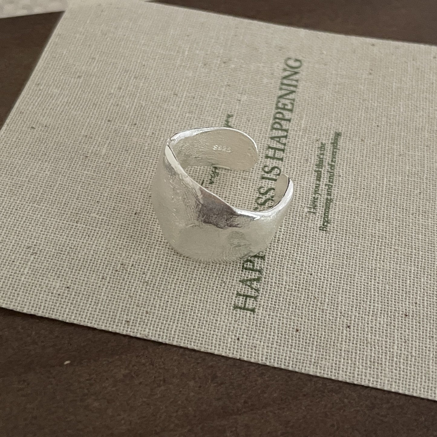 S925 sterling silver Korean version of matte texture curved ring for women's texture heavy industry Korean blogger ring tide jewelry