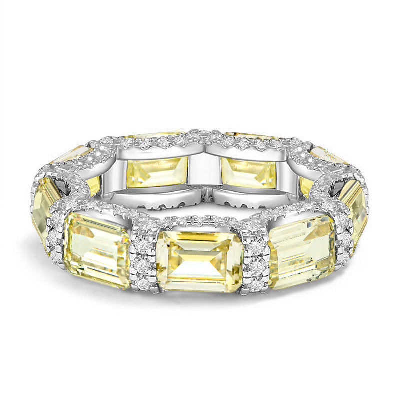 New Emerald Row Ring S925 Sterling Silver Ring Women's Niche Design Premium Silver Jewelry