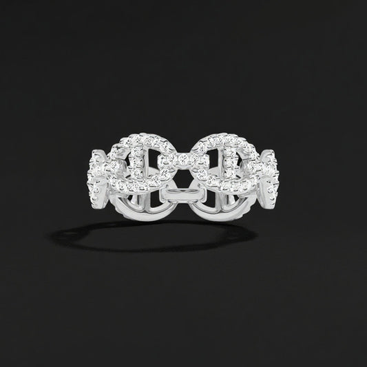 Light luxury pig nose shape ring female personality temperament chain buckle densely inlaid with diamond index finger ring female
