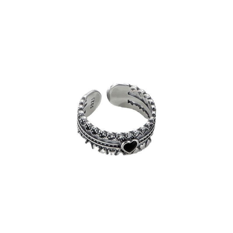 Love control, old retro multi-layer love ring, whole body 925 sterling silver adjustable INS niche ring wholesale