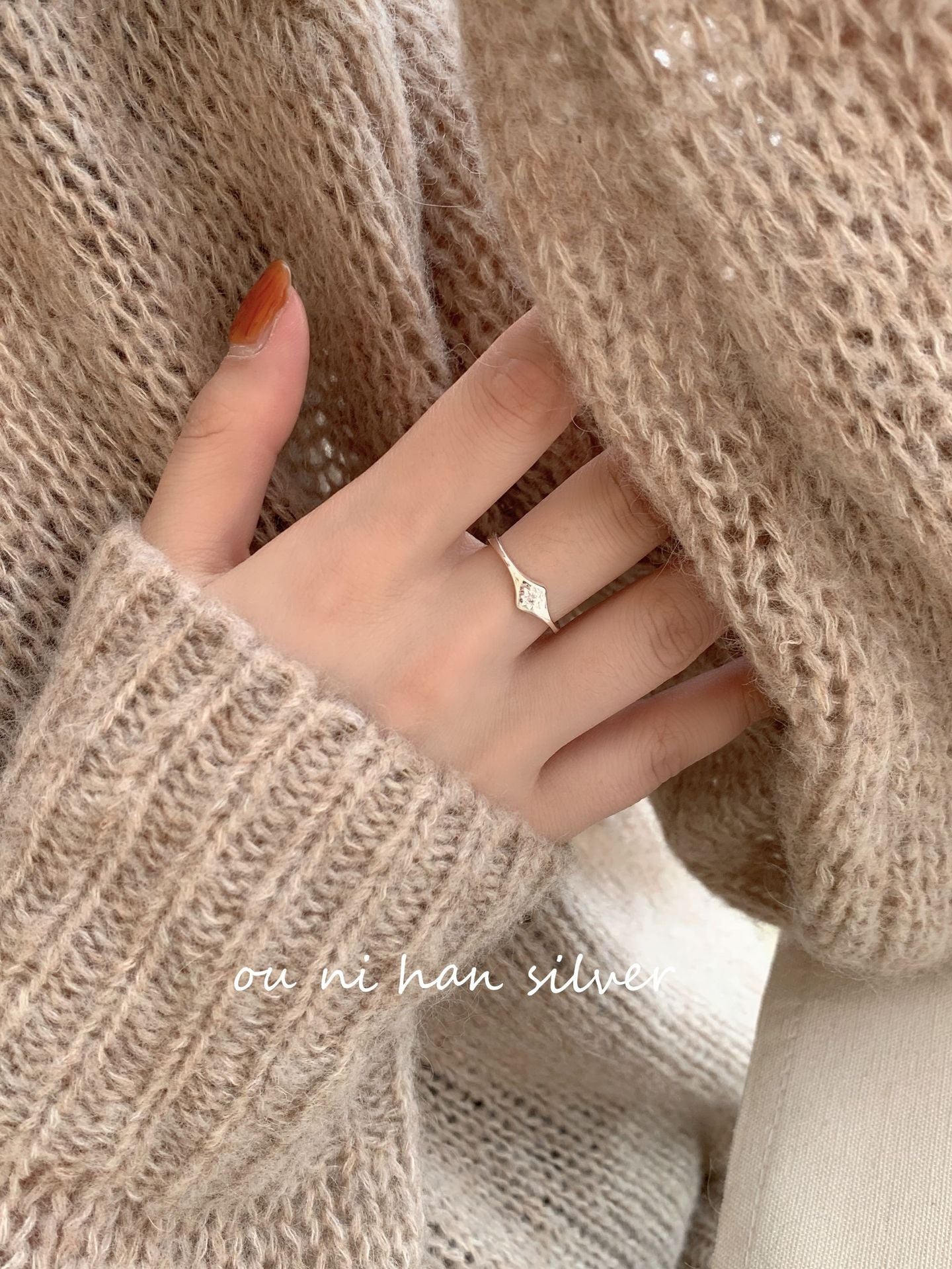 Heavy Industry S925 Sterling Silver Ring Women's ins Style Niche Design High Sense Light Luxury Fashion Index Finger Ring