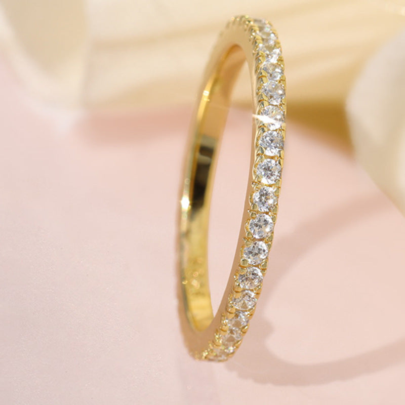 Natural AAA zircon jewelry 925 sterling silver sparkling diamond ring, zircon silver ring half circle.